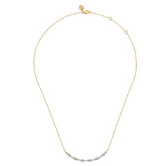 14K Yellow Gold Diamond Bar Necklace thumbnail 2