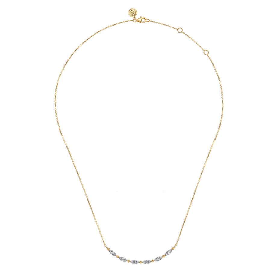 14K Yellow Gold Diamond Bar Necklace
