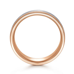 14K White-Rose Gold 7mm Two Tone Men's Wedding Band in Satin Finish thumbnail 2