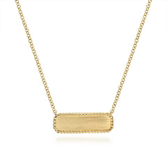 14K Yellow Gold Rectangular ID Pendant Necklace with Twisted Rope Frame thumbnail 2