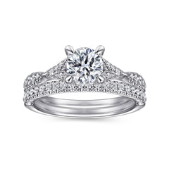 14K White Gold Split Shank Round Diamond Engagement Ring thumbnail 4