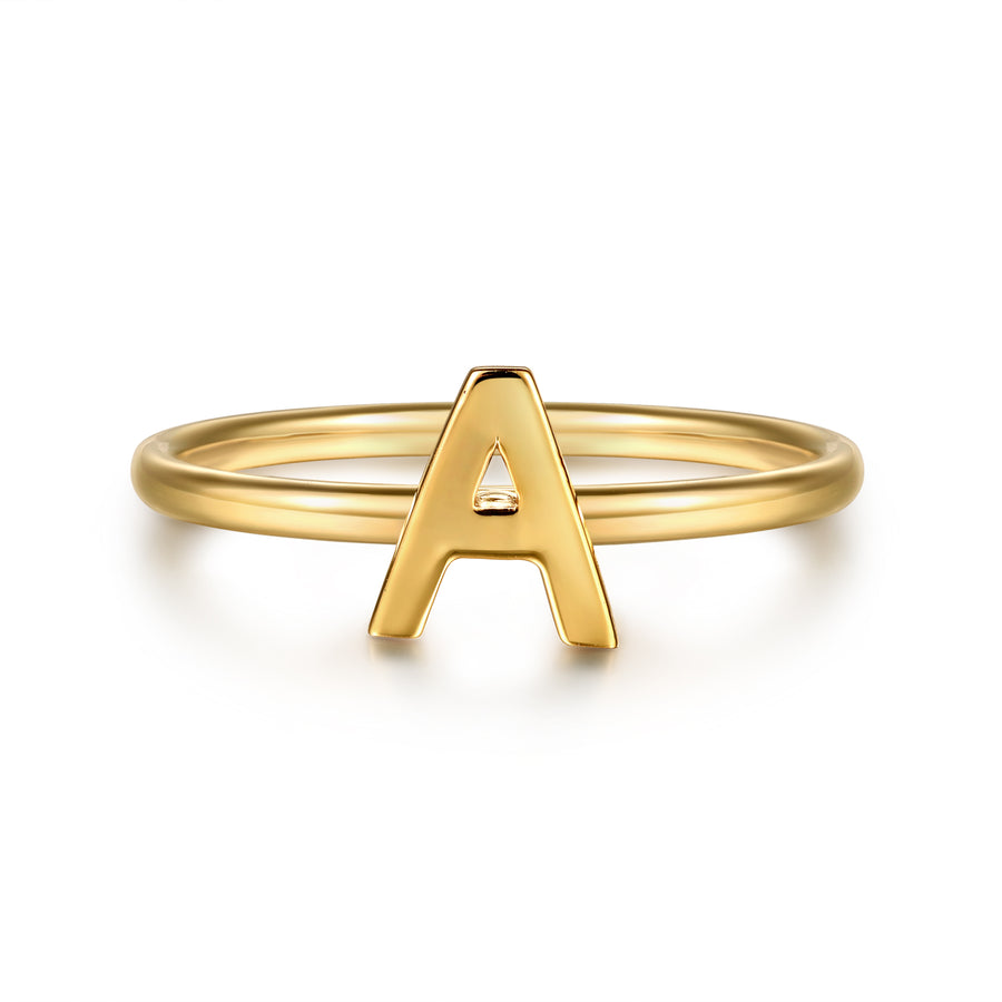 14K Yellow Gold Initial A Stackable Ring