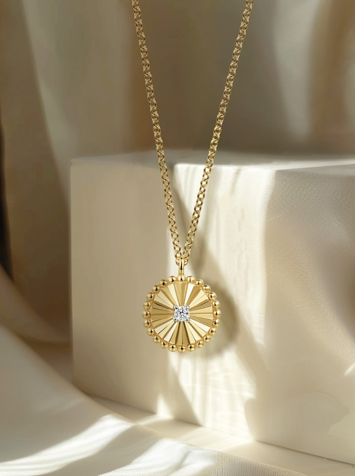 14K White & Yellow Gold Diamond Pendant Necklace - View 3