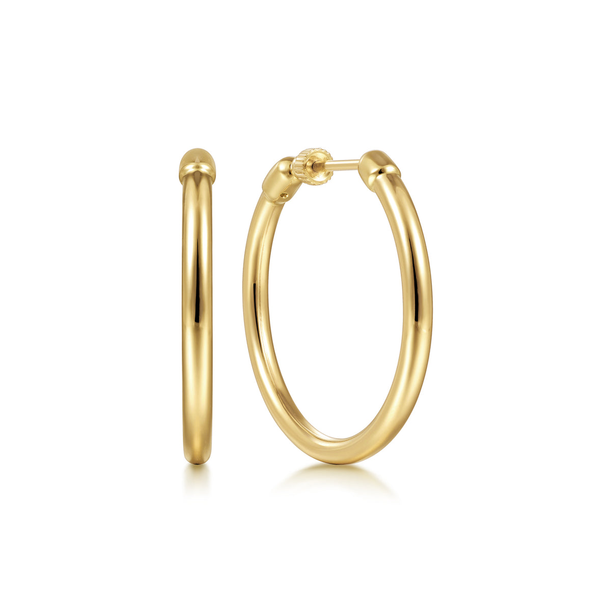 14K Yellow Gold 30mm Classic Hoops Earrings - View 1