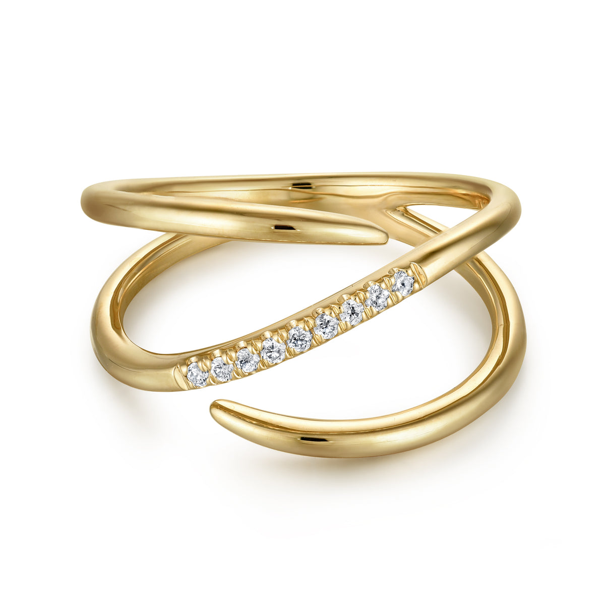 14K Yellow Gold Diamond Wrap Ring - View 1