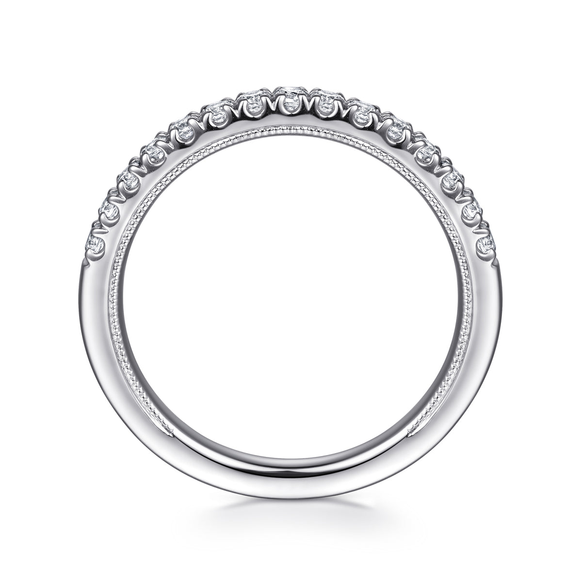 14K White Gold Diamond Matching Wedding Band - View 2