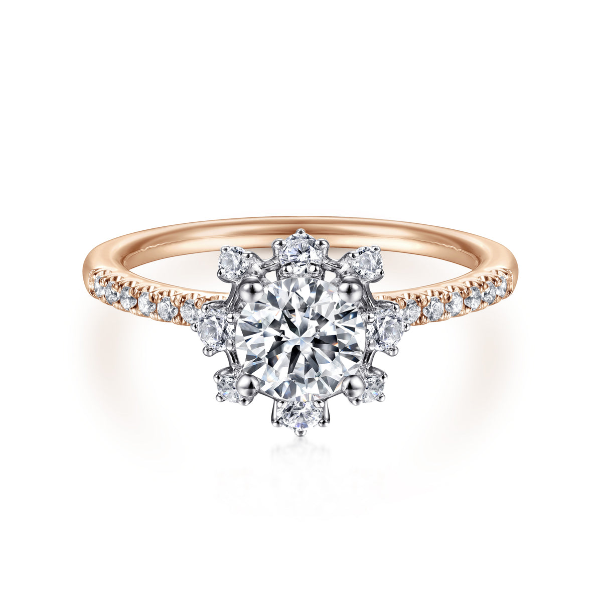 Starlight Round Halo Diamond Engagement Ring - View 1
