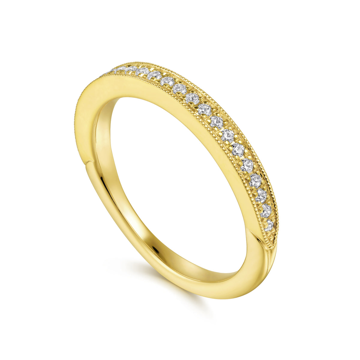 14K Yellow Gold Diamond Matching Wedding Band - View 3
