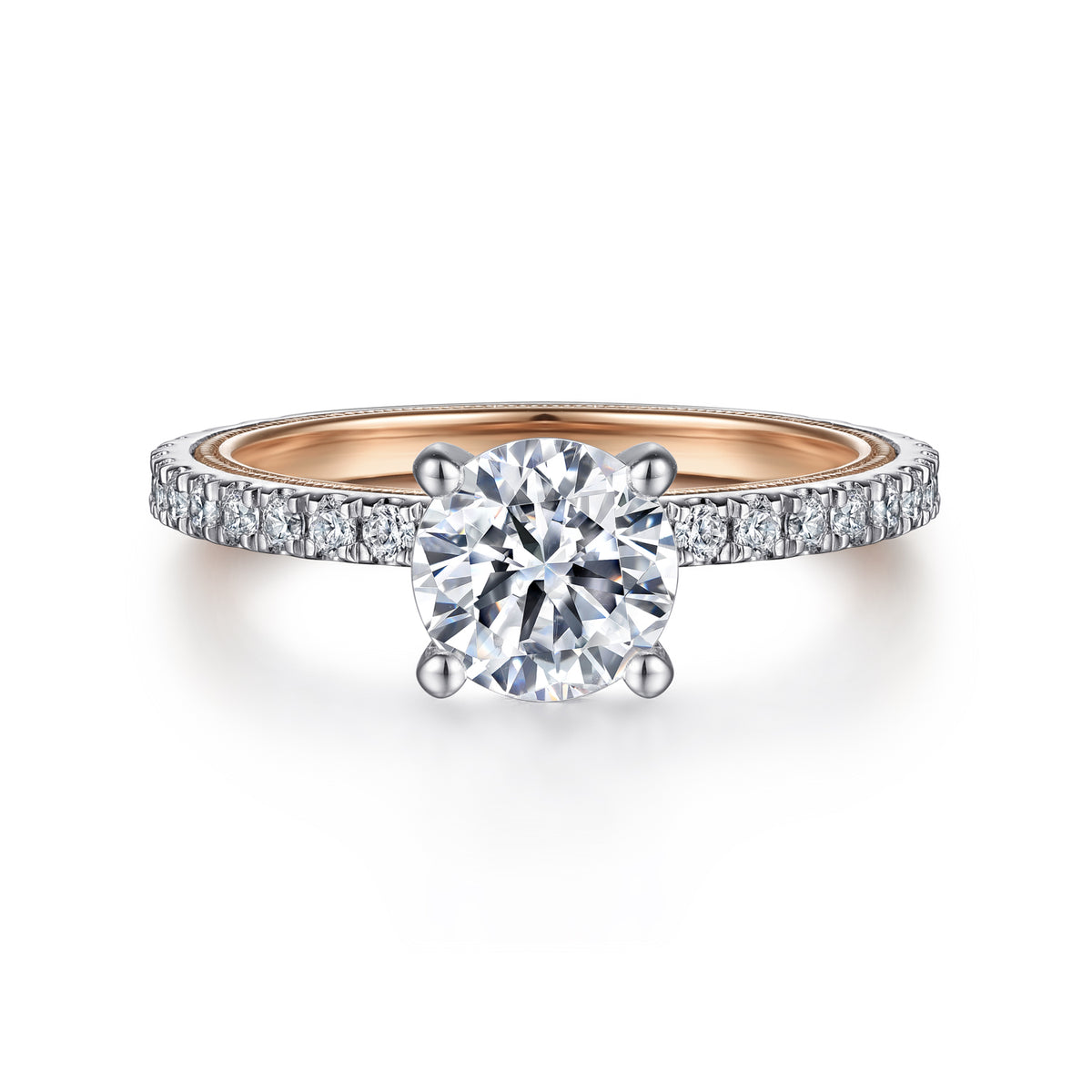 Classic 14K Gold Round Diamond Engagement Ring - 0.43 CTW - View 1