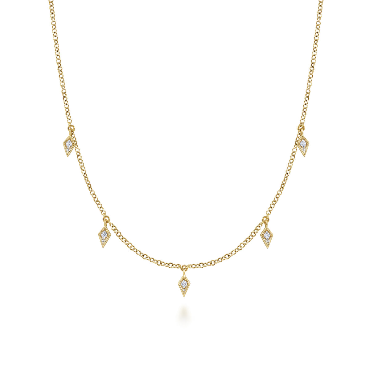 Layered Necklace Droplet 14K Yellow Gold Diamond 0.05ct - View 1