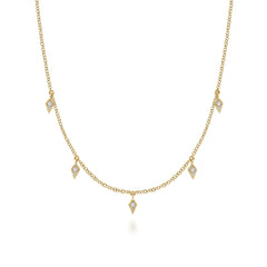 Layered Necklace Droplet 14K Yellow Gold Diamond 0.05ct thumbnail 1