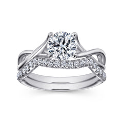 14K White Gold Round Twisted Diamond Engagement Ring thumbnail 4