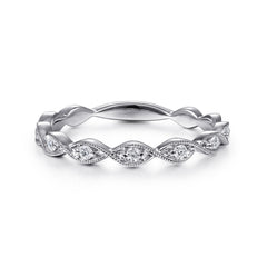 14K White Gold Twisted Diamond Stackable Ring thumbnail 1