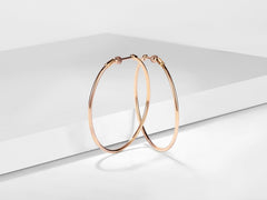 14K Rose Gold 40mm Round Classic Hoop Earrings thumbnail 3