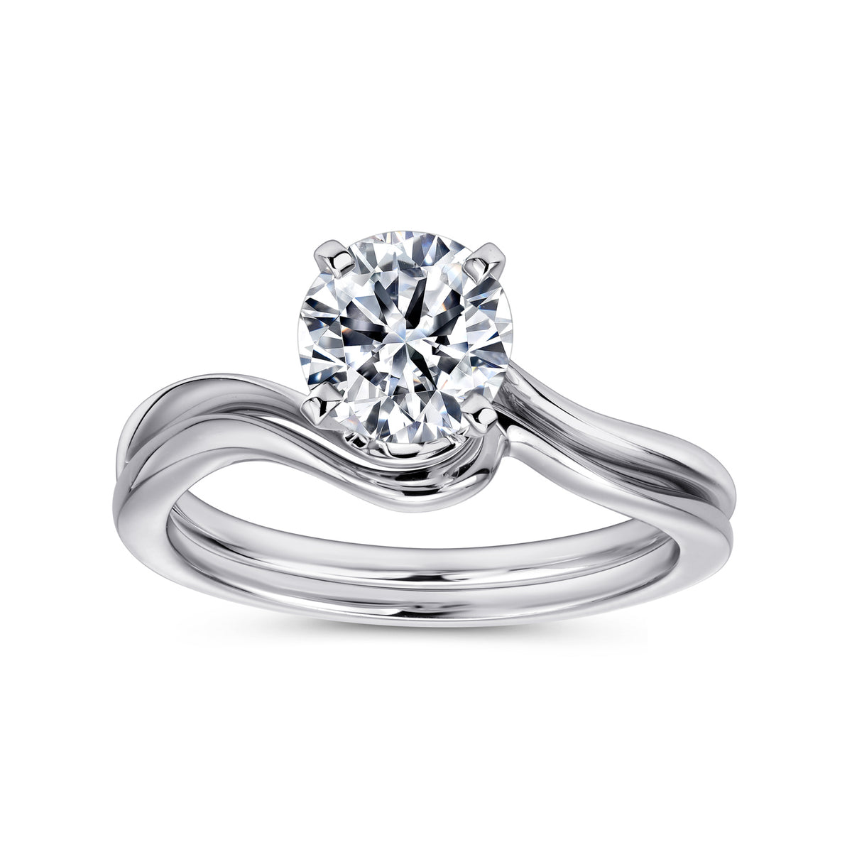 14K White Gold Round Diamond Engagement Ring - View 4