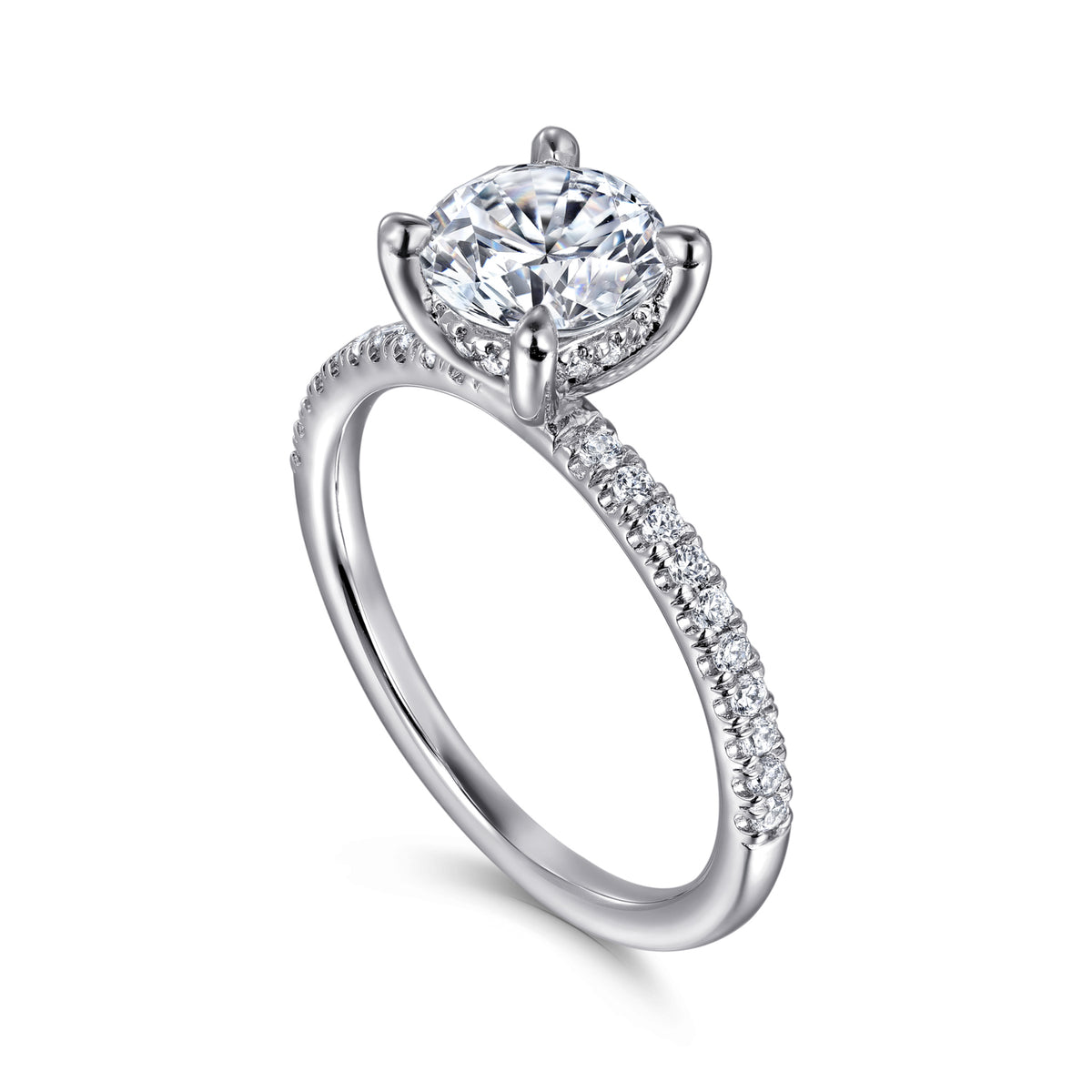 Classic 14K Gold Round Diamond Engagement Ring - 0.20 CTW - View 2