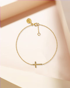 14K Yellow Gold Cross Bracelet thumbnail 4