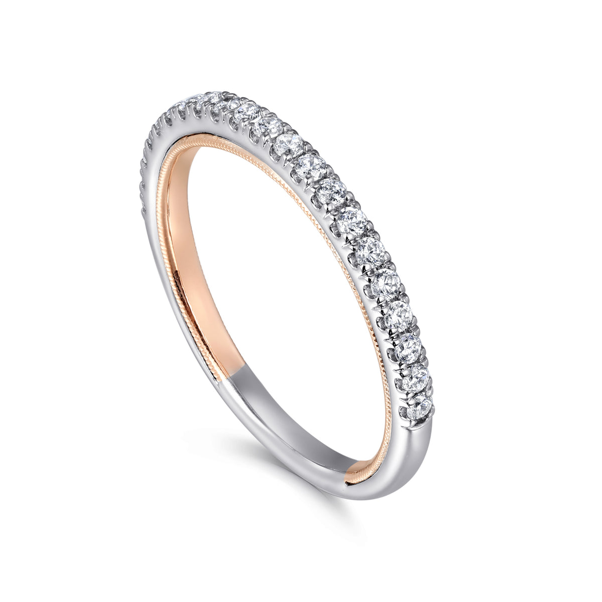 14K Rose Gold Diamond Matching Wedding Band - View 3