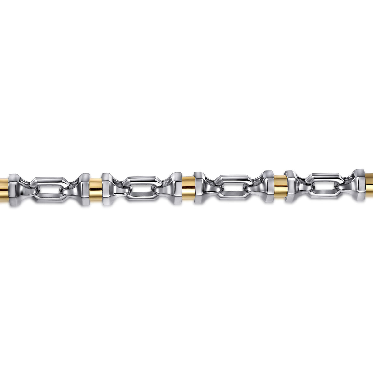 Chain Bracelet Cylinder Spacer 925 Sterling Silver and 14K Yellow Gold - View 2