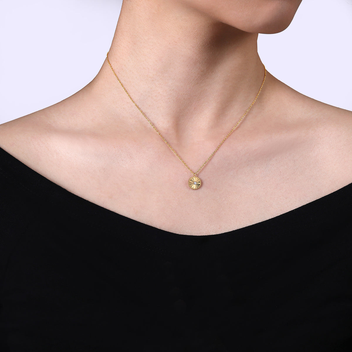 14K White & Yellow Gold Diamond Pendant Necklace - View 2