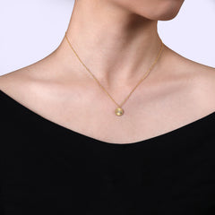 14K White & Yellow Gold Diamond Pendant Necklace thumbnail 2