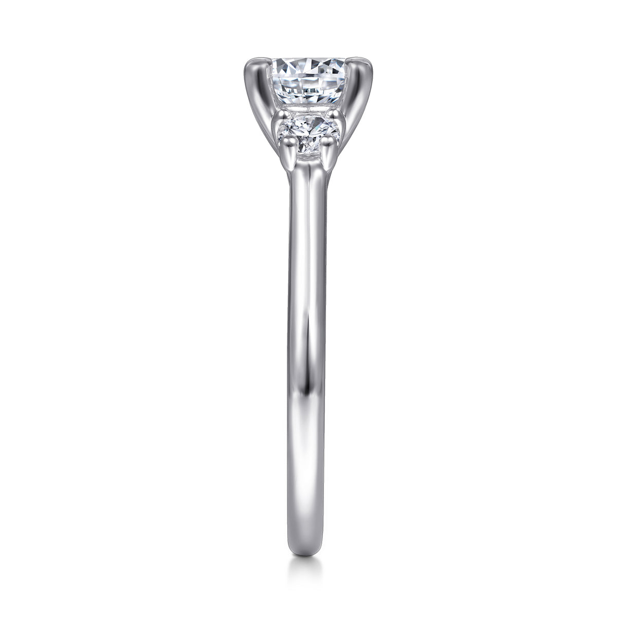 Classic 14K Gold Round Three Stone Diamond Engagement Ring - View 6