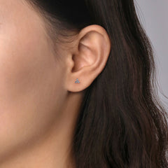 14K White Gold Three Diamond Cluster Stud Earrings thumbnail 2