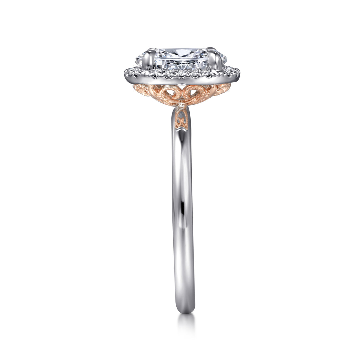 Contemporary Oval Halo Diamond Engagement Ring - View 5