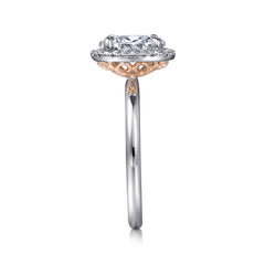 Contemporary Oval Halo Diamond Engagement Ring thumbnail 5