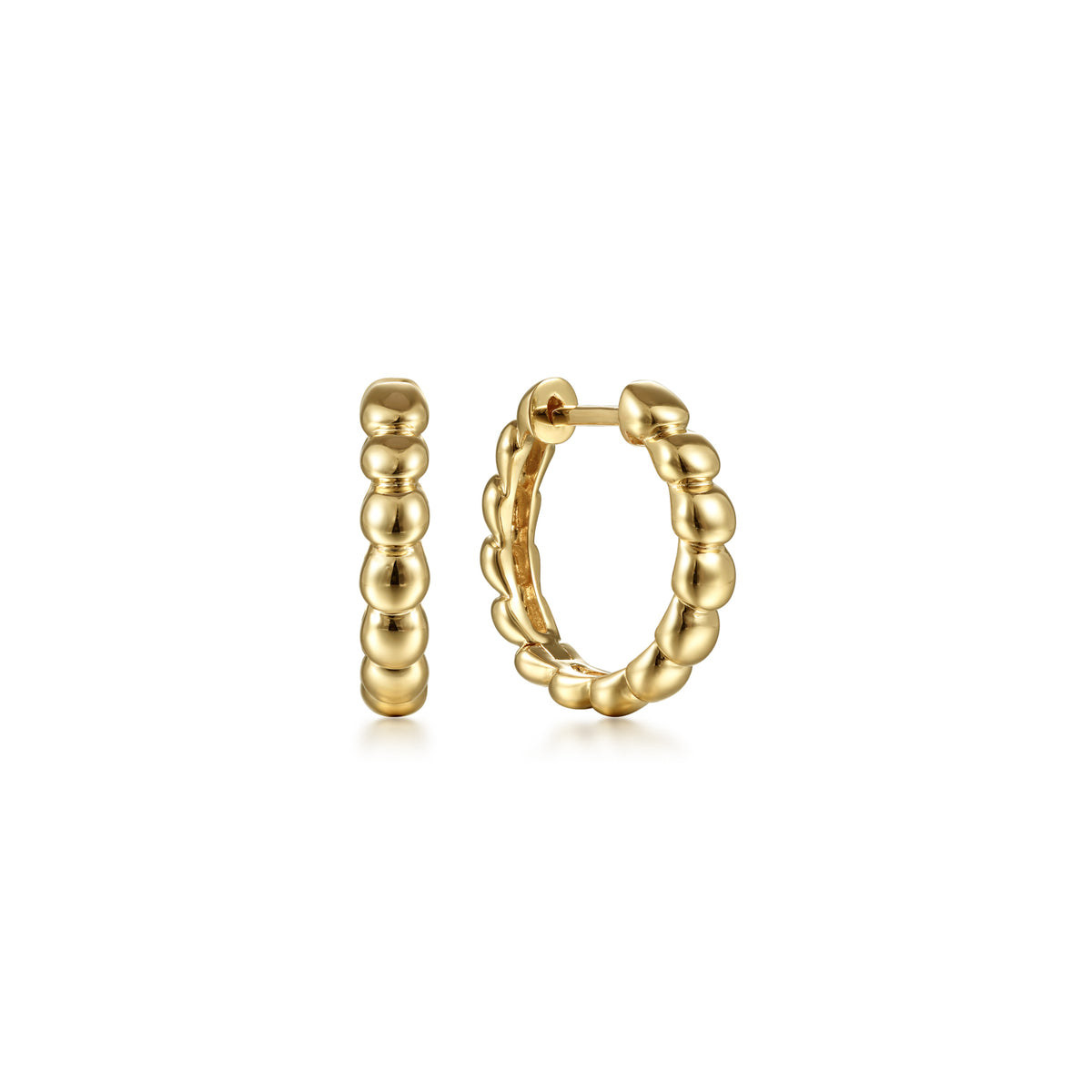 Huggie Earrings 14K Yellow Gold 15mm - View 1