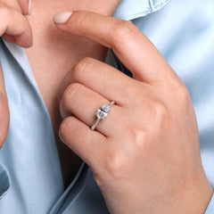 East-West Oval Solitaire Diamond Engagement Ring thumbnail 6