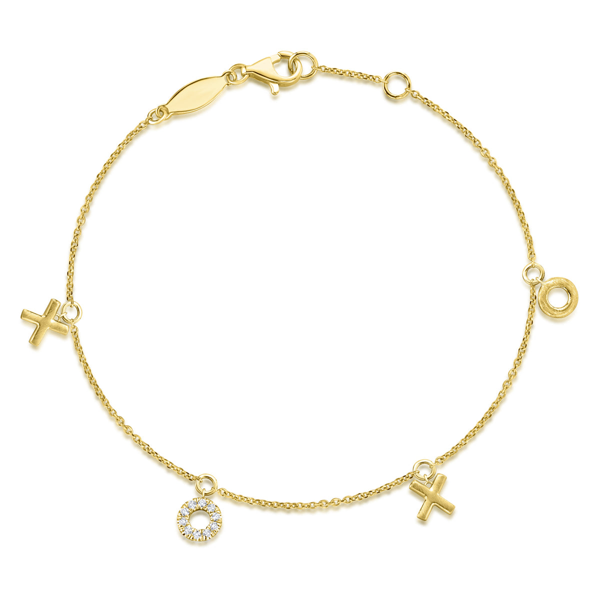 14K Yellow Gold Diamond XOXO Bracelet - View 1