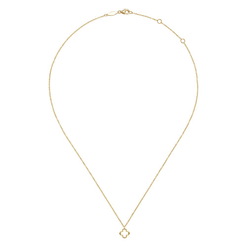 Collier avec pendentif trèfle en or jaune 14 carats