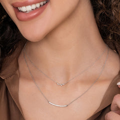 14K White Gold Diamond Constellation Bar Necklace thumbnail 4