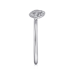 14K White Gold Diamond Pretzel Love Knot Heart Ring thumbnail 4