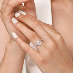 14K Gold Oval Three Stone Diamond Engagement Ring thumbnail 6