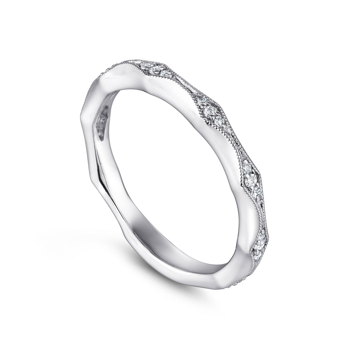 14K White Gold Matching Wedding Band - View 3