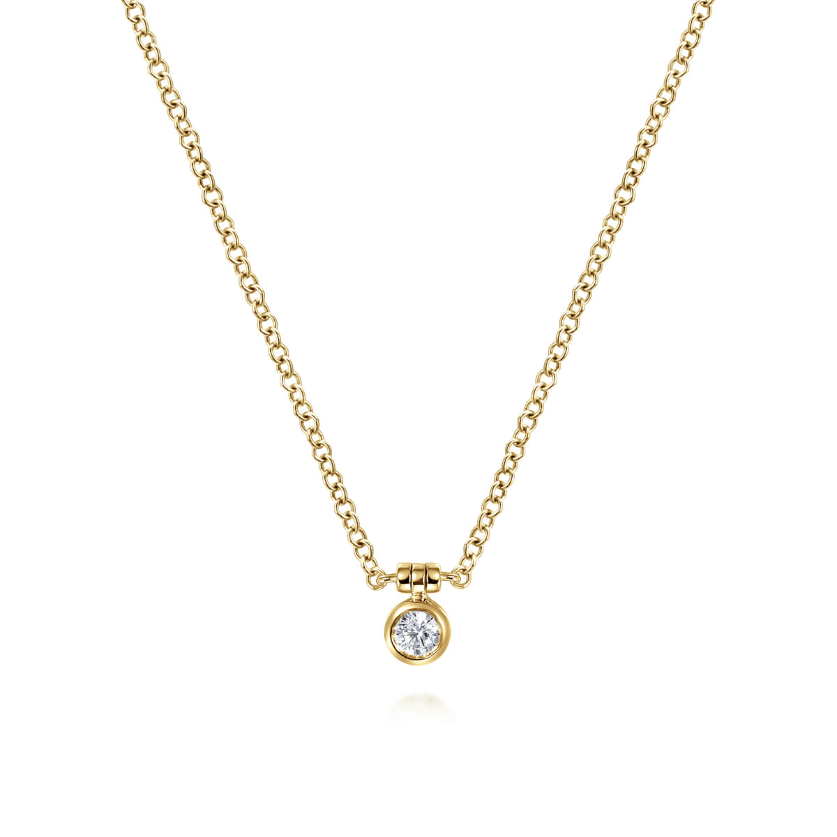 14K Yellow Gold Bezel Set Diamond Pendant Necklace - Wove - View 1