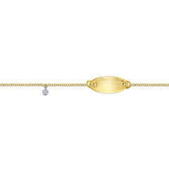 14K Yellow-White Gold Oval Nameplate Bracelet with Bezel Set Diamond Charm thumbnail 3