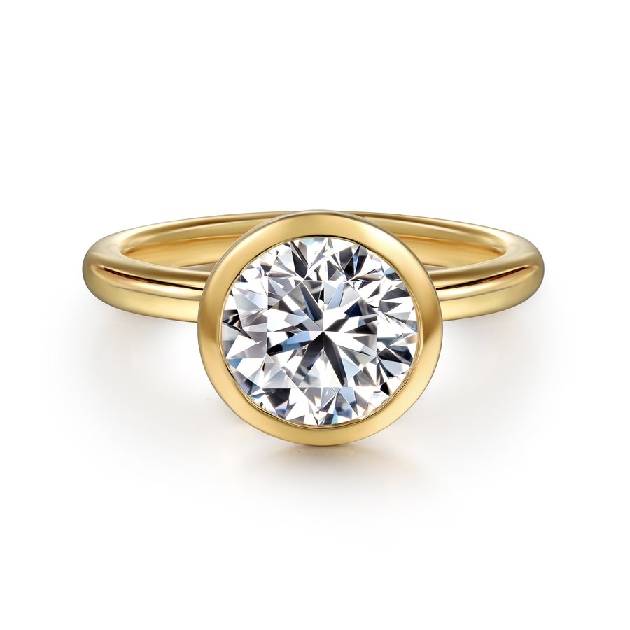 Round Bezel-Set Diamond Engagement Ring