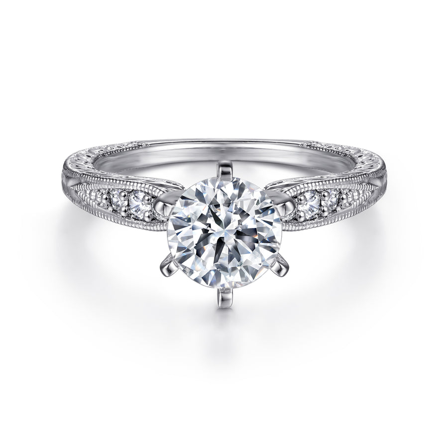 Victorian 14K Gold Round Diamond Engagement Ring - 0.09 CTW