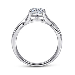 14K White Gold Round Twisted Diamond Engagement Ring thumbnail 2
