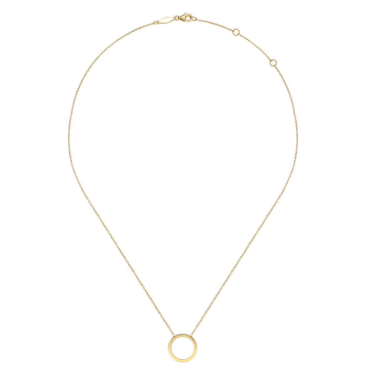 14K Yellow Gold Open Circle Pendant Necklace - View 2
