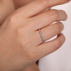 14K White Gold Twisted Diamond Stackable Ring thumbnail 5