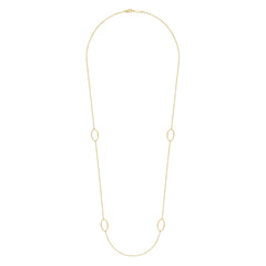 28 inch 14K Yellow Gold Beaded Oval Station Necklace thumbnail 2