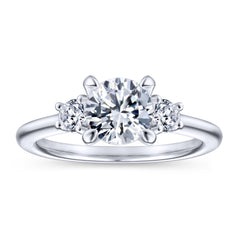 Classic 14K Gold Round Three Stone Diamond Engagement Ring thumbnail 5