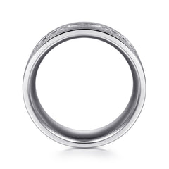 14K White Gold Diamond Men's Wedding Ring in Satin Finish thumbnail 2