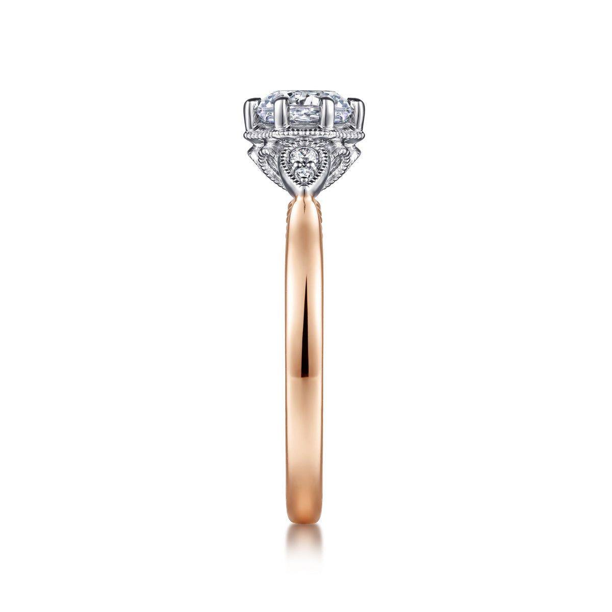 14K Gold Round Diamond Channel Set Engagement Ring - View 5