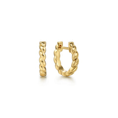 14K Yellow Gold Twisted Rope Huggies thumbnail 1