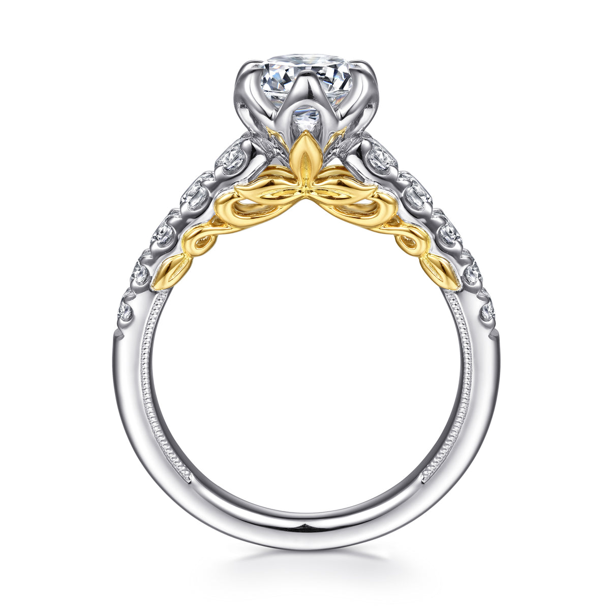 Victorian 14K Gold Round Diamond Engagement Ring - 0.55 CTW - View 2